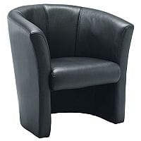 Leather Look Tub Armchair Black