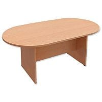 D-End Beech Boardroom Table 1800mm Wide With Panel End Base