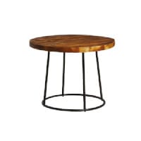 MAX Coffee Table - Black Base - Rustic Solid Wood Top - 600mm Diameter - Indoor Only