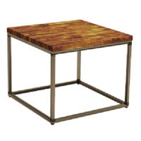Byron Coffee Table - Rustic Pine - Raw Steel - Square - 600 x 600mm