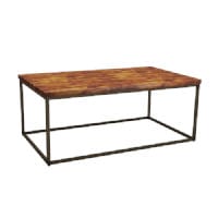 Byron Coffee Table - Rustic Pine - Raw Steel - Rectangular - Height 4800mm