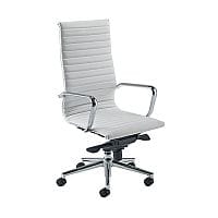 Aria A High Back White Modern Leather Office Armchair With Chrome Arms and Chrome Base AH1