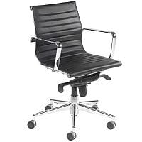 Aria A Medium Back Black Modern Leather Office Armchair With Chrome Arms and Chrome Base AM2