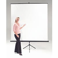 Budget Tripod Portable Projector Screen HxW 2400x2400mm - eight adjustment offering variable format positioning - Folds down for easy transportation with integral carry handle