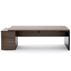 Mito 2020mm Wide Executive Desk With Left Hand Pedestal in Robinia & Black Finish