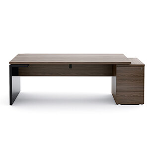 Mito 2020mm Wide Executive Desk With Right Hand Pedestal in Robinia & Black Finish