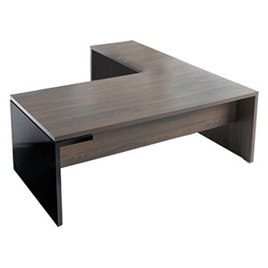 Mito 2000mm Wide Executive Desk With left Hand Return Unit  in Robinia & Black Finish