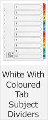 White & Coloured Tab Subject Dividers