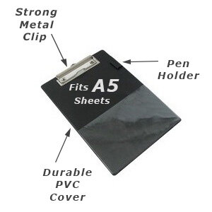 A5 PVC cover clipboard from rapesco black