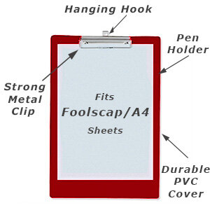 foolscap PVC cover clipboard from rapesco red