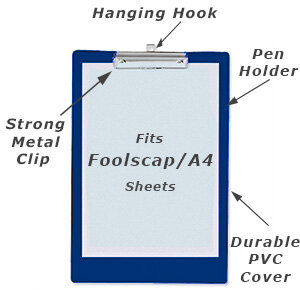 foolscap PVC cover clipboard from rapesco blue