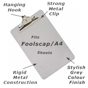 foolscap metal clipboard from o-connect steel grey