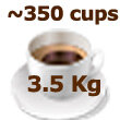 3.5kg coffee enough for 350 cups