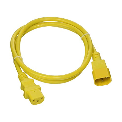 Power Cable C13 to C14 Extension Cord Male-Female IEC (3 Pin Plug) - Yellow - 3 Metre Length at HuntOffice.co.uk