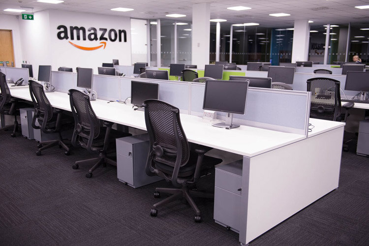 Amazon Main Office Desking Project - Bench Desking with Pedestal