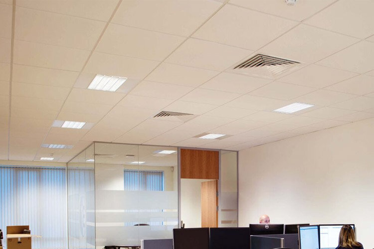 1e office ceiling tiles installation by Huntoffice Interiors