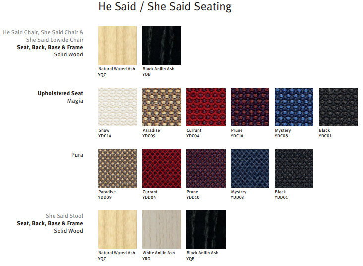 Herman Miller She Said Seating Colour Options