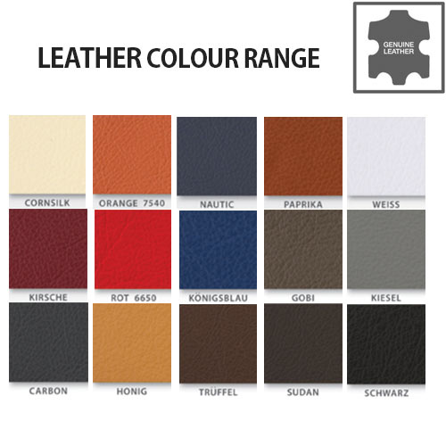 leather material colour range for Kleiber Vizz tub chairs