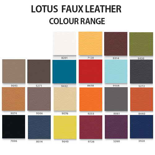 Lotus faux leather material colour range for Kleiber Vizz tub chairs