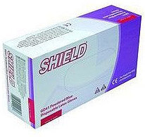 shield disposable latex glove pack 100 powdered blue