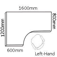 left  hand radial  desk 1600mm